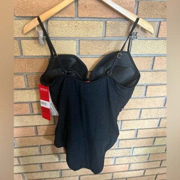 NWT Spanx Lets Go Slimming Swimsuit Womens One Piece Ruched Black Size 12 D/DD - Picture 5 of 5
